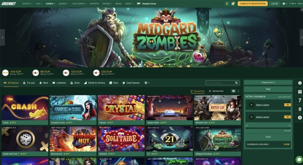 Green Bet Casino Game Selection