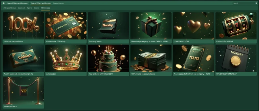 GreenBet Casino Bonuses